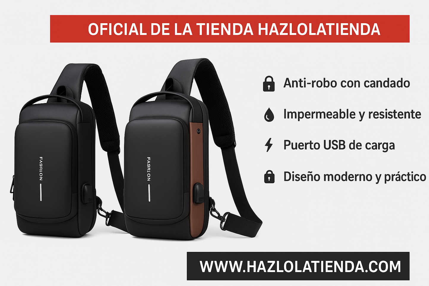 Bolso Bandolera antirrobo Hazlolatienda- COMPRA UNO Y LLÉVATE 2 GRATIS 🏷️